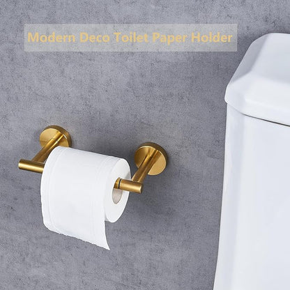 Toilet Paper Holder, Double Post Pivoting Design, Stainless Steel Rustproof Bathroom Tissue Holder, Wall Mount Fits Mega Rolls, for Home, RV, Commercial Bathroom Brushed Gold