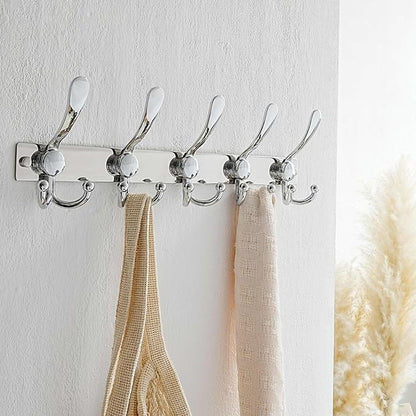 Dseap Coat Rack Wall Mount 2.0 Pro: Heavy Duty 300% Thicker, 16" Stud Mount, Stainless Steel Wall Coat Hooks Hanger for Clothes Jackets Hats Entryway Closet, MaxStrong Series, Chromed, Pack of 2