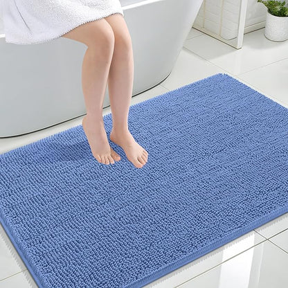 OLANLY Large Bathroom Rugs 44x32, Soft Absorbent Chenille Bath Rugs, Rubber Backing Quick Dry, Machine Washable Bath Mats for Bathroom Floor, Tub and Shower, Home Decor Accessories, Cornflower Blue