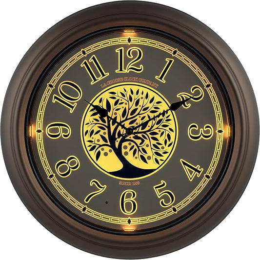 La Crosse Technology Indoor/Outdoor Lighted Dial Analog Quartz Wall Clock, 18" Dia. (403-3246BR)