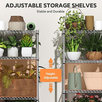 M MZG 6 Tiers Storage Shelves Load 2100LBS, Metal Shelving Wire Metal Shelving Unit Shelves for Storage Adjustable Garage Shelving for Pantry Kitchen Garage Chrome 17.7" D x 47.3" W x 82.4" H