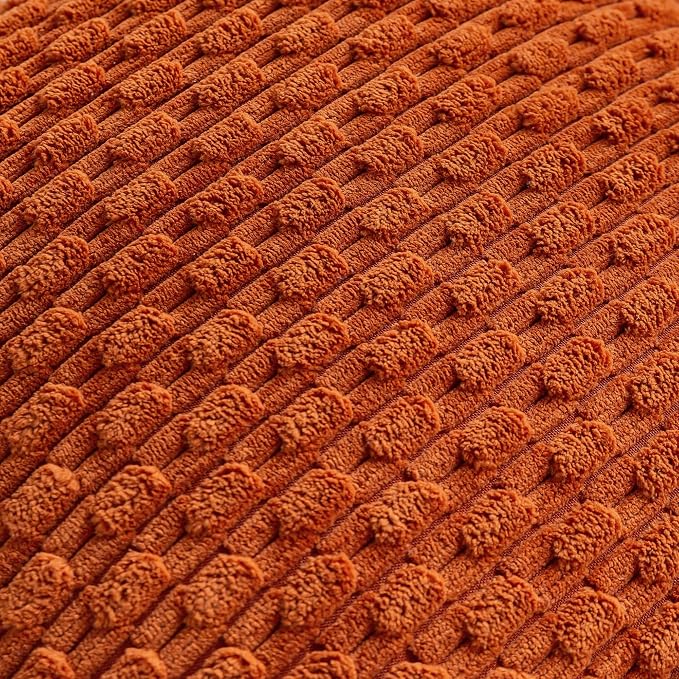 Set of 4 Burnt Orange Decorative Throw Pillow Covers 18x18 Inch Corduroy Pillow Covers for Bed Couch Sofa Living Room Soft Square Cushion Cases