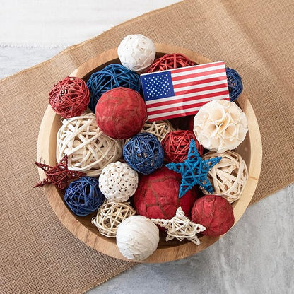 ANDALUCA American Flag Decorative 4th of July Vase Filler Bag with Orbs, Decorative Balls (Red, White & Blue)