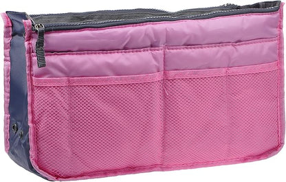 Vercord Purse Organizer Insert for Handbags Bag Organizers Inside Tote Pocketbook Women Nurse Nylon 13 Pockets Pink Small