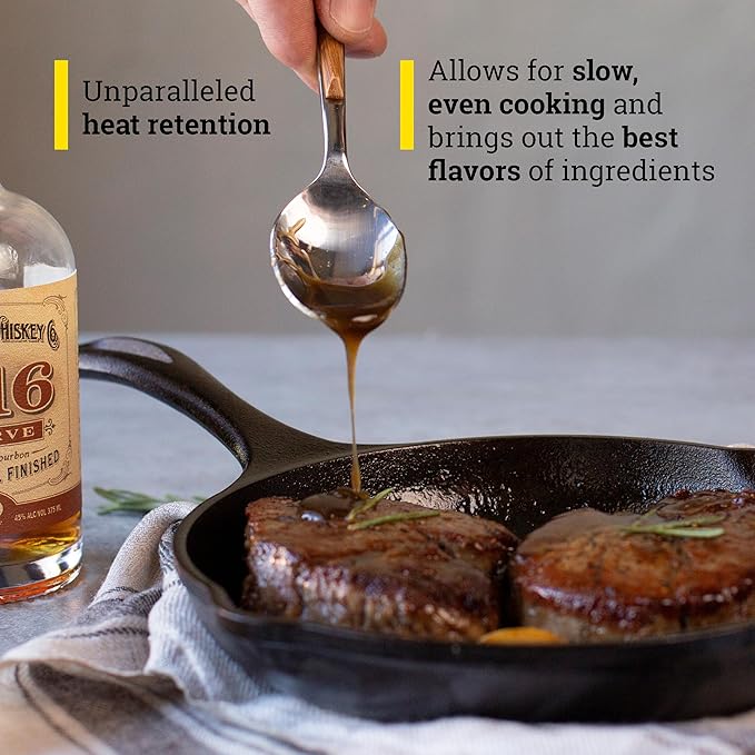 Lodge 8" Cast Iron Skillet - Chef Collection - Perfect Sear - Ergonomic Handles - Superior Heat Retention - Cast Iron Cookware & Skillet