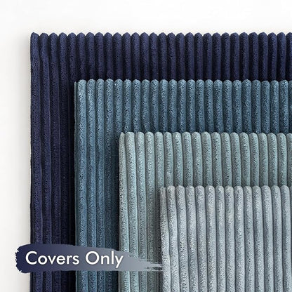 MIULEE Boho Farmhouse Throw Pillow Covers 20x20 Inch Set of 4 Western Neutral Decorative Cushion Covers Soft Modern Coastal Corduroy Spring Decor for Couch Bed Sofa Living Room Dark Blue Navy Series