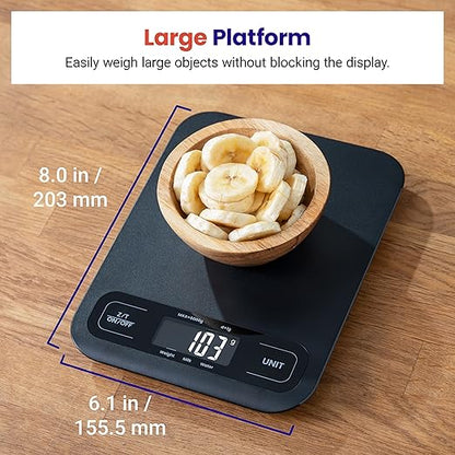 Etekcity Food Kitchen Scale, Digital Mechanical Weighing Scale,Grams and Ounces for Weight Loss, Baking, Cooking, Keto and Meal Prep, Large, Matte Black