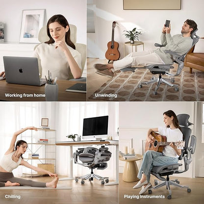 HINOMI H2 Pro Premium Ergonomic Office Chair - Comfy Home Office Desk Computer Chair with Adjustable Back Support, Swivel Wheels, Flip-up Arms, Comfortable Mesh Seat for Desk Work (Cream White)