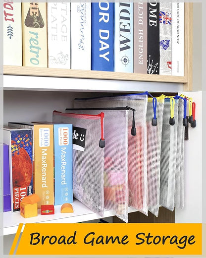 SUNEE Multisize Mesh Zipper Pouches (7 Colors, 21 Packs), Water-Resistant Zip Bag for School Office Supplies, Puzzles & Games Organizing Storage
