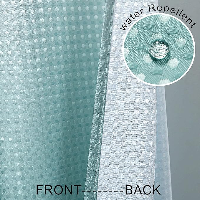Mrs.Naturall Aqua Shower Curtain,Coastal Theme Washable Fabric Cloth Beach Shower Curtain Set with Hooks for Ocean Bathroom Decor,Seafoam Sea Foam Mint Green Spa Blue
