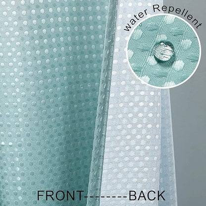 Mrs.Naturall Aqua Shower Curtain,Coastal Theme Washable Fabric Cloth Beach Shower Curtain Set with Hooks for Ocean Bathroom Decor,Seafoam Sea Foam Mint Green Spa Blue