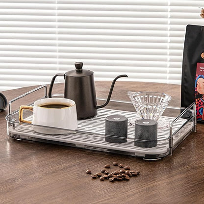 Coffee Bar Accessories,Station Organizers,Large Capacity Storage with Drain Board,Whisky Tray,Mug Tea Cup Holder Coffee Bar Organizer,Smoky Gray