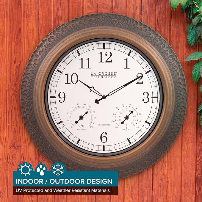 La Crosse Technology 21 in. Indoor/Outdoor Marcella Metal Atomic Wall Clock