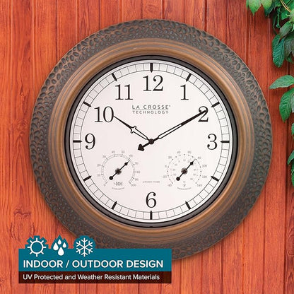 La Crosse Technology 21 in. Indoor/Outdoor Marcella Metal Atomic Wall Clock