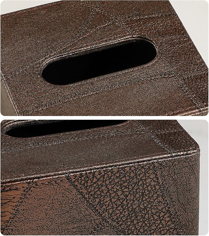 Square Tissue Box Cover, Stylish Leather Tissue Box Holder with Magnetic Bottom, Used As A Decorative Tissue Holder for Living Rooms, Bedrooms, and Desks (Brown Vintage)