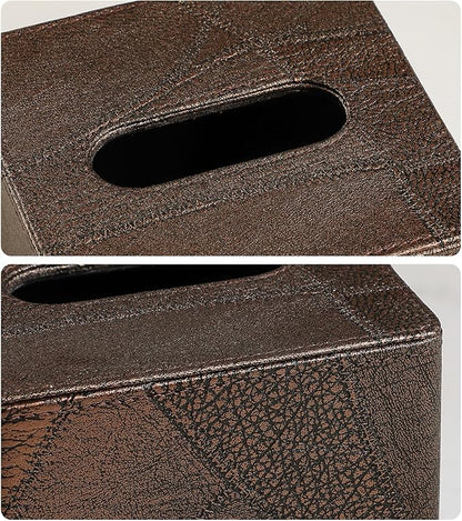 Square Tissue Box Cover, Stylish Leather Tissue Box Holder with Magnetic Bottom, Used As A Decorative Tissue Holder for Living Rooms, Bedrooms, and Desks (Brown Vintage)