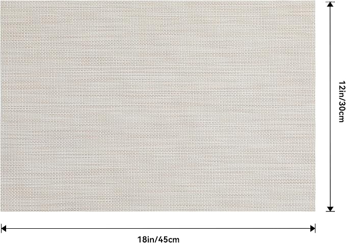 Leetaltree Beige White Placemats Set of 20 - Heat Resistant Non-Slip Place mats for Dining Table, Washable Durable PVC Vinyl Woven Table Mats(Beige White, 20)
