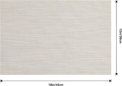 Leetaltree Beige White Placemats Set of 20 - Heat Resistant Non-Slip Place mats for Dining Table, Washable Durable PVC Vinyl Woven Table Mats(Beige White, 20)