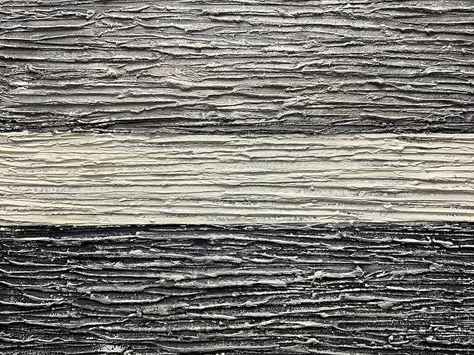 moshinart 30 x 45in Hand-Painted Oil Painting 3D Texture Black White Grey Modern Minimalist Black Abstract Wall Art, Home Office Wall Decoration Black White Grey