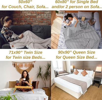 Gold Case Throw Blanket for Couch - 100% Recycled Turkish Cotton Blankets & Throws - Retro Soft Throw Blankets for Living Room - Boho Decorative Woven Couch Blanket - 60x80 - Black