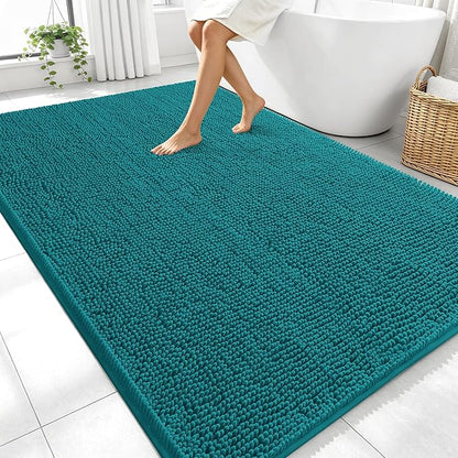OLANLY Large Bathroom Rugs 70x46, Extra Soft Absorbent Chenille Bath Rugs, Rubber Backing Quick Dry, Machine Washable Bath Mats for Bathroom Floor, Tub and Shower, Home Decor Accessories, Deep Lake