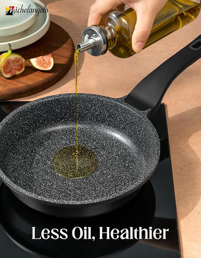 MICHELANGELO Frying Pans Nonstick - Large Non Stick Frying Pan 12 Inch | Ease of Cleaning, All Stovetops Compatible, Built to Last, Stay-Cool Handle