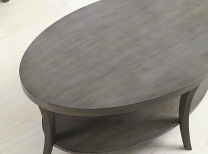 Roundhill Furniture Perth Contemporary Oval Shelf Coffee Table, Gray