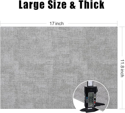 Homaxy Faux Leather Heat Resistant Placemats for Dining Table Set of 12, Waterproof Wipeable Washable PU Table Mats, Easy to Clean Anti-Slip Place Mats, 11.8" x 17", Light Grey
