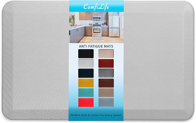 ComfiLife Anti Fatigue Floor Mat – 3/4 Inch Thick Kitchen Mats for Floor, Standing Desk Mat, Kitchen Rug – Comfort at Home, Office – Durable – Stain Resistant – Non-Slip Bottom (20" x 32", Silver)