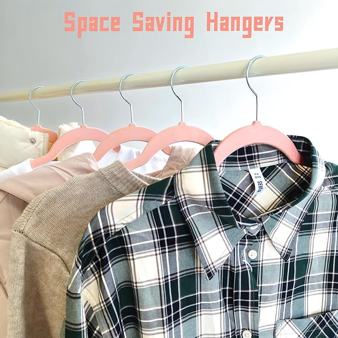 Pink Velvet Hangers 30 Pack, Anti-Slip Slim Space Saving Hangers with 360° Swivel Hook, 17.7 Inch Velvet Clothes Hangers for Coats,Sweater,Jackets,Dresses, Shirts, Suits & T-Shirts (Pink, 30)