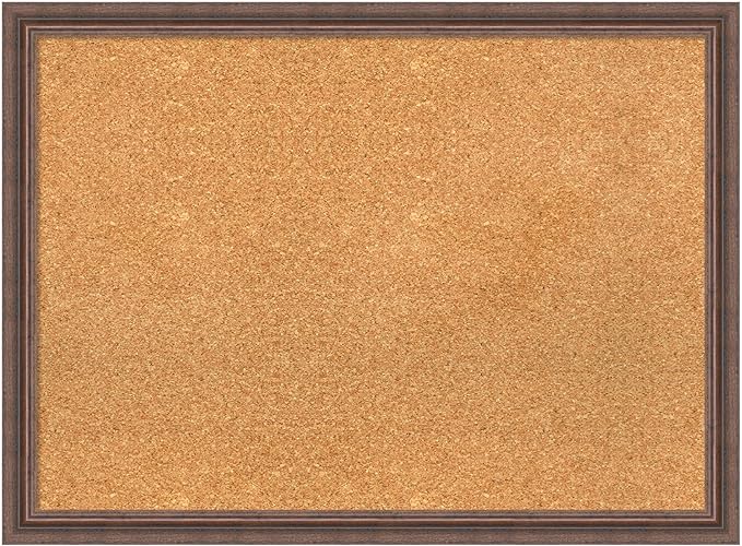Amanti Art Natural Cork Board for Wall, 22x30 Vision Board with Brown Wood Frame, Medium Corkboard Office Decor for Home Organization, Country Rustic Corkboard Pinboard to Display Items for Home