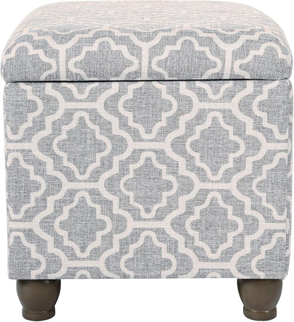 Spatial Order Home Decor | Upholstered MediumRectangular Storage Ottoman | Hinged Lid Ottoman with Storage for Living Room & Bedroom,Gray Geometric