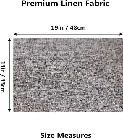 Home Brilliant Linen Placemats Set of 6 Heat Resistant Washable Placemats for Parties Buffet Dinner, 13 x 19 inches, Ash Grey