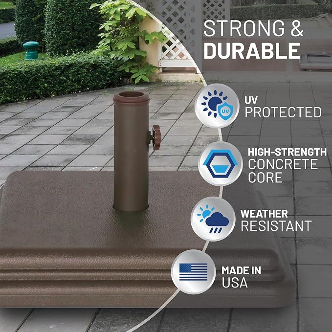 US Weight 40 Pound Umbrella Base - Weighted Umbrella Base For Use With Patio Table – Heavy Duty Base for Umbrella - Made in the USA - Multiple Colors Available