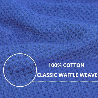Homaxy 100% Cotton Waffle Weave Kitchen Dish Towels, Ultra Soft Absorbent Quick Drying Cleaning Towel, 13 x 28 Inches, 4-Pack, Blueberry