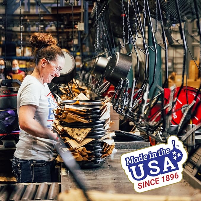 Lodge 10.25 Inch Pre-Seasoned Cast Iron Skillet - Dual Assist Handles - Use in the Oven, on the Stove, on the Grill, or Over a Campfire - Black