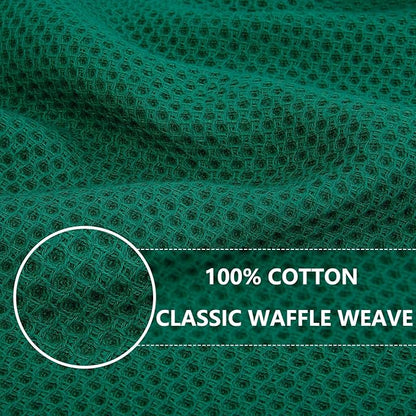 Homaxy 100% Cotton Waffle Weave Kitchen Dish Cloths, Ultra Soft Absorbent Quick Drying Dish Towels, 12 x 12 Inches, 18-Pack, Dark Green
