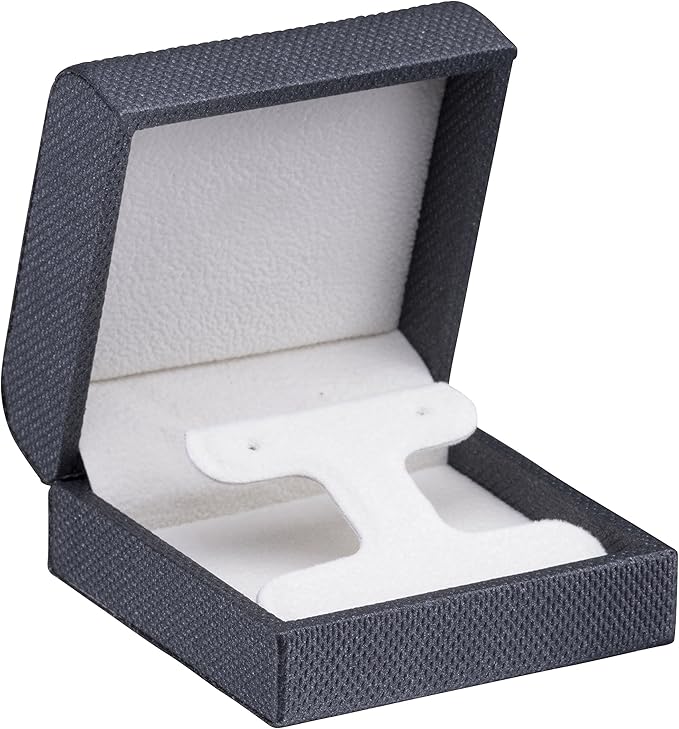 Luxury Weave Textured T-Style Earring Gift Box for Women & Girls – Jewelry Box Ideal for Hanging Earrings – Earring Case with Soft Suede Interior and 2-Piece Matching Outer Box