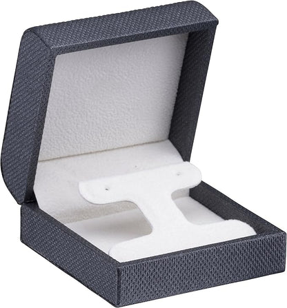 Luxury Weave Textured T-Style Earring Gift Box for Women & Girls – Jewelry Box Ideal for Hanging Earrings – Earring Case with Soft Suede Interior and 2-Piece Matching Outer Box