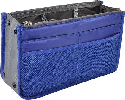 Vercord Purse Organizer Insert for Handbags Bag Organizers Inside Tote Pocketbook Women Nurse Nylon 13 Pockets Royal Blue Large