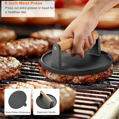 grilljoy Professional Griddle Accessories Kit Set with Smash Burger Press - Extra Thick Grill Spatula, Turner, Flipper - 38PCS Flat Top Grill Tools Kit for Outdoor Barbecue Teppanyaki Camping Cooking