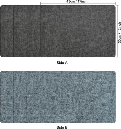 Myir JUN Dual Sided Placemats, Faux Leather Set of 6 Indoor & Outdoor Square Non-Slip Table Mats (Gray Light Blue, Set of 6)