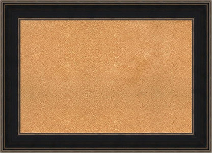 Amanti Art Natural Cork Board for Wall, 32x44 Vision Board with Brown Wood Frame, Large Corkboard Office Decor for Home Organization, Casual Corkboard Pinboard to display items for home organization