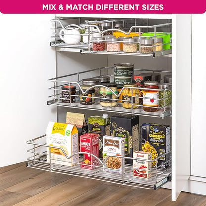 HOLDN’ STORAGE Pull Out Cabinet Organizer, Slide Out Drawer for Kitchen Cabinets & Pantry, Roll Out Shelf for Pots, Pans & Under Sink Storage, Heavy-Duty Full-Extension, 26"W x 21"D x 5"H