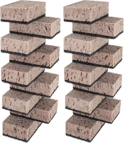Taupe Multi Use Scrub Sponges. Made in Europe. 18 Pack, 4.3x2.8x1.4 inches. Best Odorless Durable Brown Heavy Duty Scrubber for Kitchen and Household Cleaning