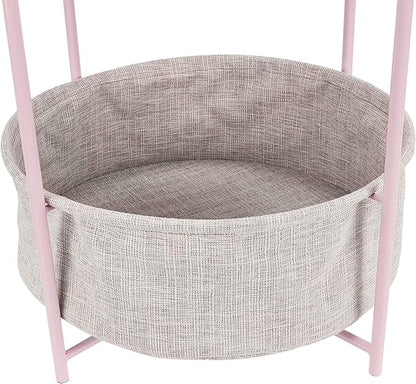 Amazon Basics Round End Table, Dusty Pink, 17.7"D x 17.7"W x 18.9"H | Side Table, with Cloth Basket, Storage