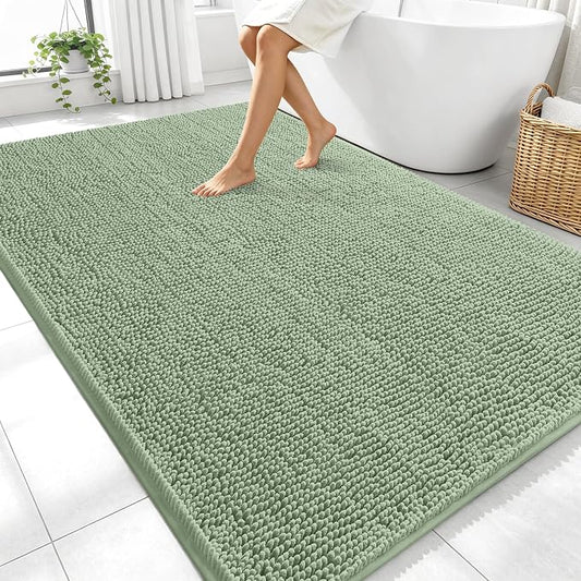 OLANLY Large Bathroom Rugs 70x46, Extra Soft Absorbent Chenille Bath Rugs, Rubber Backing Quick Dry, Machine Washable Bath Mats for Bathroom Floor, Tub and Shower, Home Decor Accessories, Sage Green