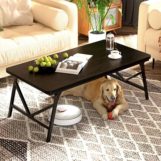 Folding Coffee Table, No Assembly Low Coffee Table, Floor Table Desk for Sitting on The Floor, Portable Floor Table for Living Room, Home, Caravan and Outdoor use, 39.4L‘ x 19.7W’ x 15.8H’