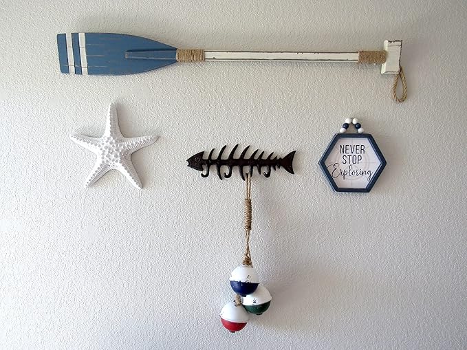 Wallcharmers Large Fish Bone Key, Leash, & Towel Holder | Nautical Home & Wall Decor