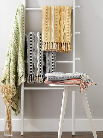DII Braided Striped Throw, 50x60, Honey Gold